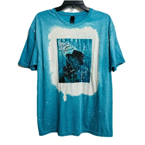 Freddy Krueger Nightmare on Elm Street Halloween "Live your Dream" Blue T Shirt - Picture 2 of 14